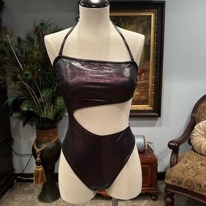 NWOT women’s sexy Calvin Klein purple metallic one piece bathing suit size small